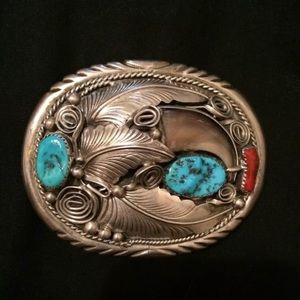 Native American sterling silver belt buckle